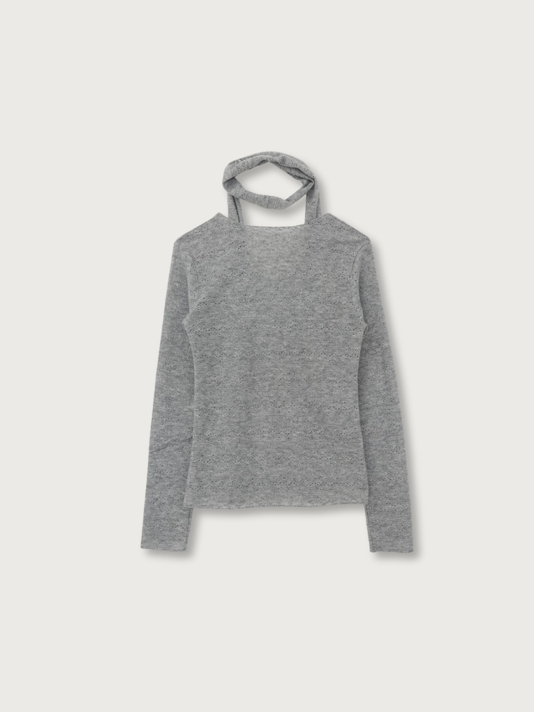 scarf sheer knit top