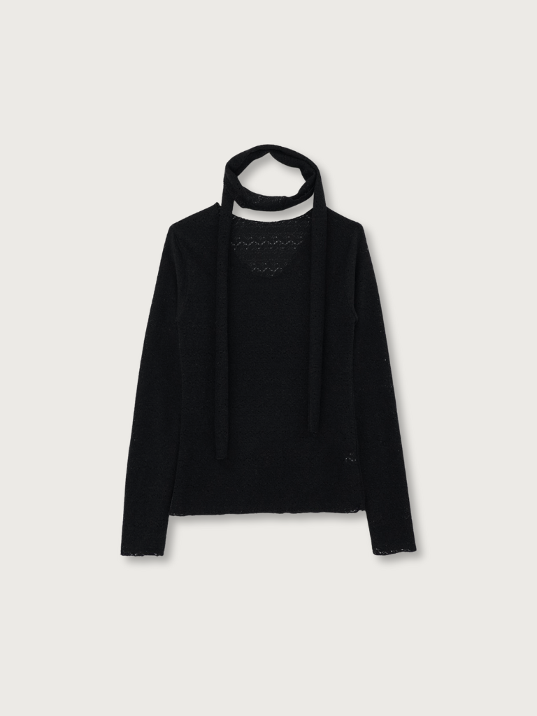 scarf sheer knit top