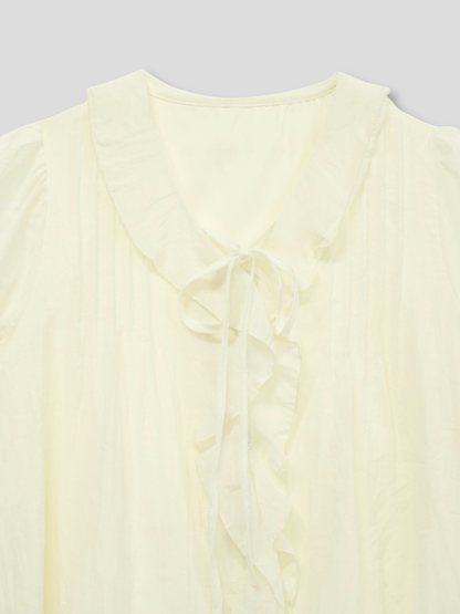 frill puff blouse