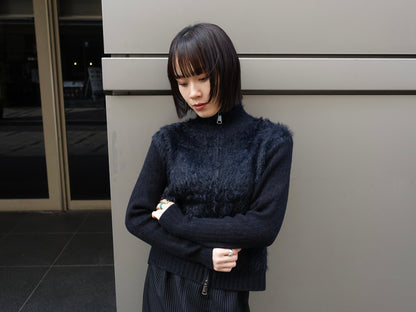 fuzzy half-zip knit
