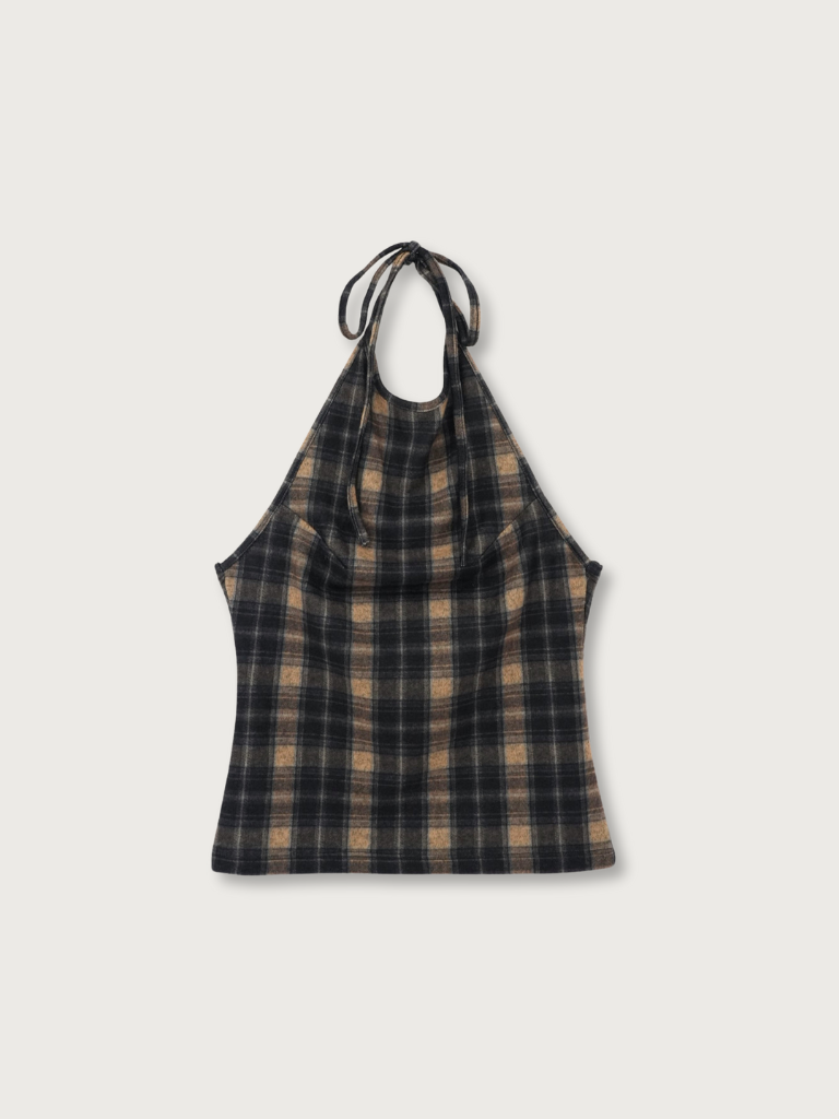 plaid halter neck bustier