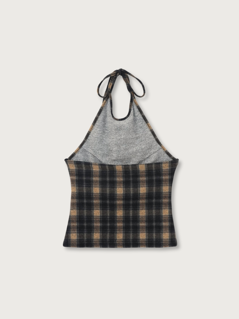 plaid halter neck bustier