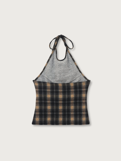 plaid halter neck bustier