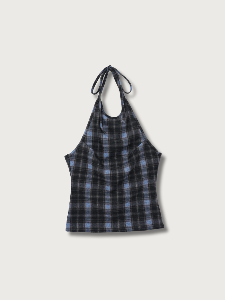 plaid halter neck bustier