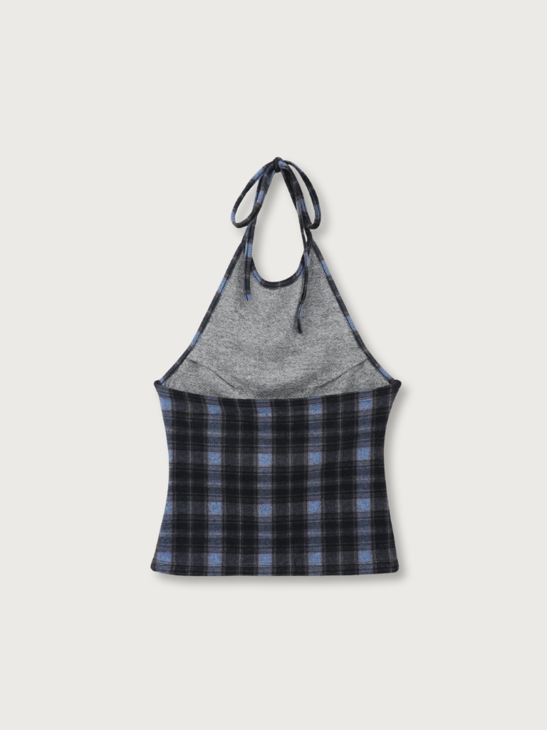 plaid halter neck bustier