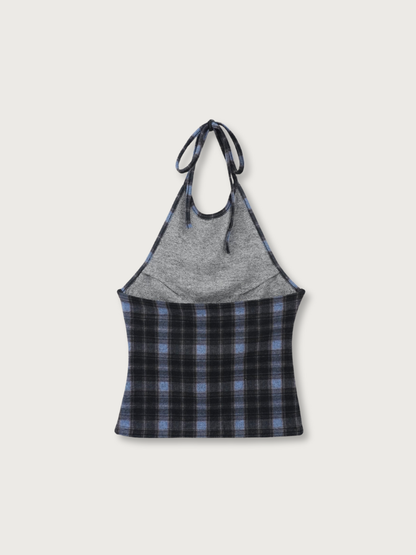 plaid halter neck bustier