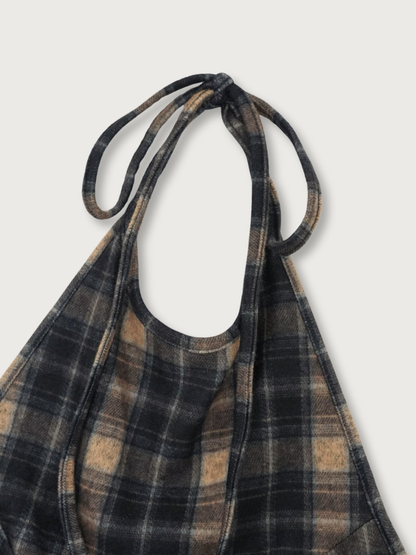 plaid halter neck bustier