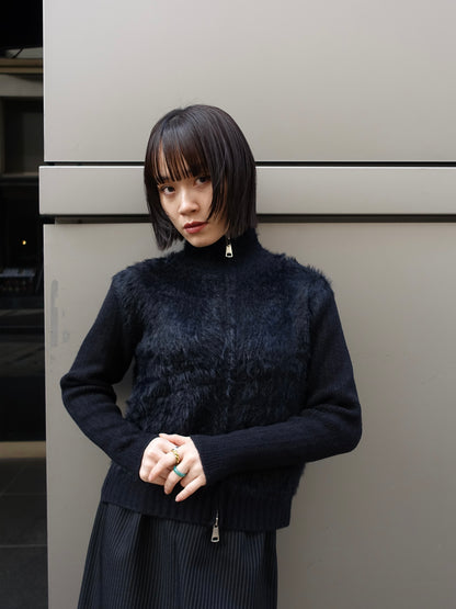 fuzzy half-zip knit