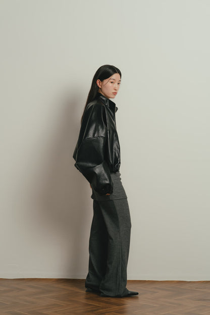 leather zip jacket