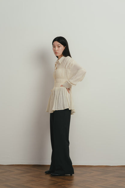 shirring flare blouse
