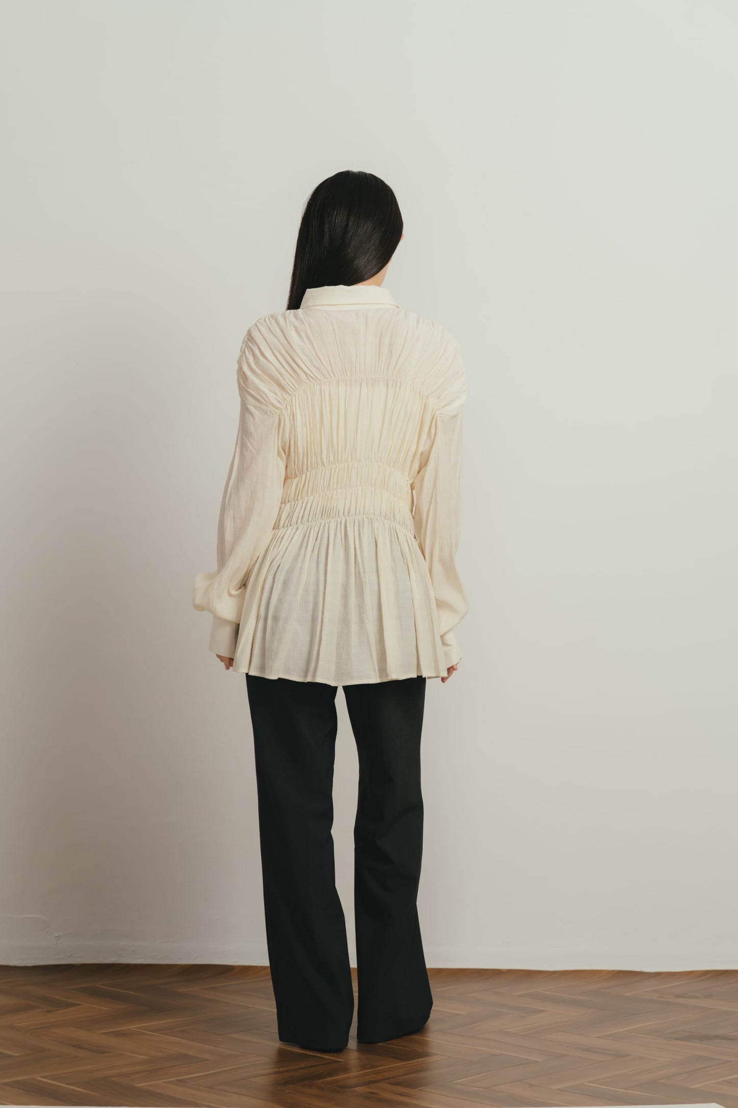 shirring flare blouse