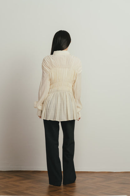 shirring flare blouse