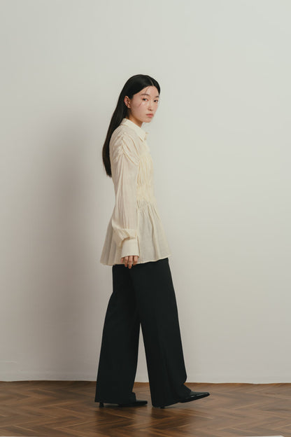 shirring flare blouse