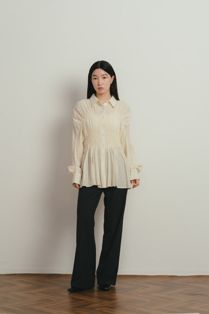 shirring flare blouse