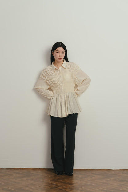 shirring flare blouse