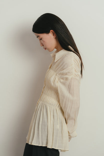 shirring flare blouse