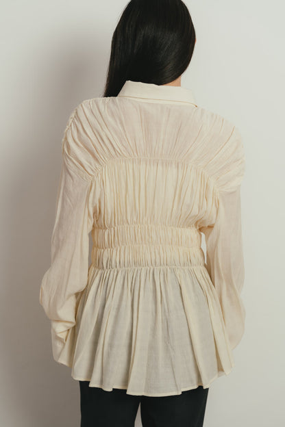 shirring flare blouse