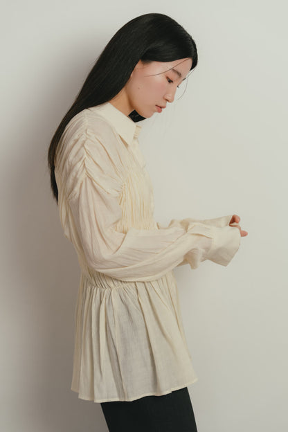 shirring flare blouse