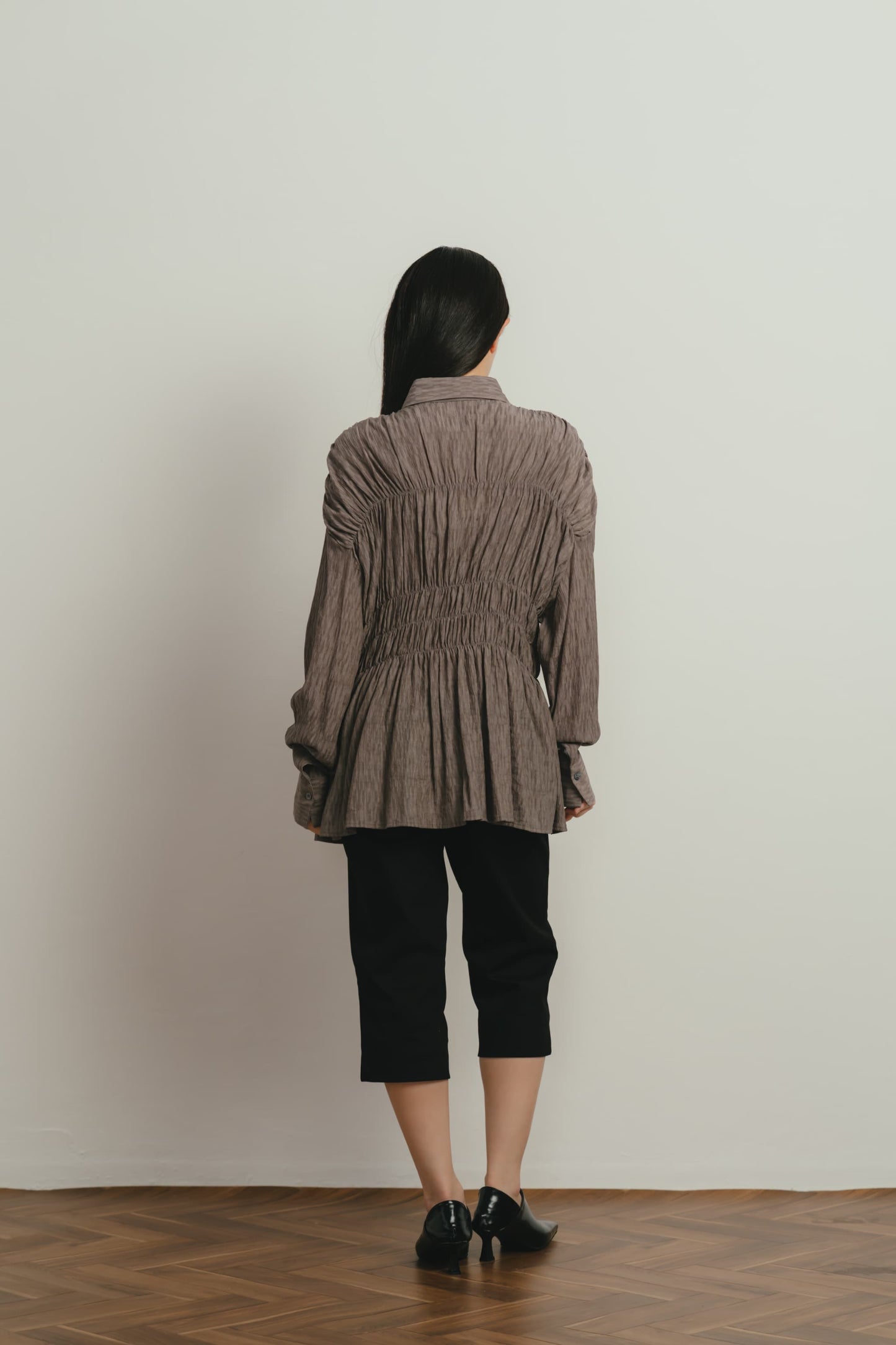 shirring flare blouse