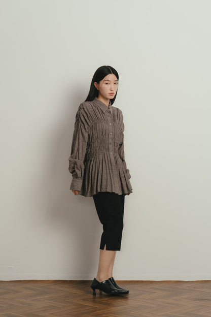 shirring flare blouse
