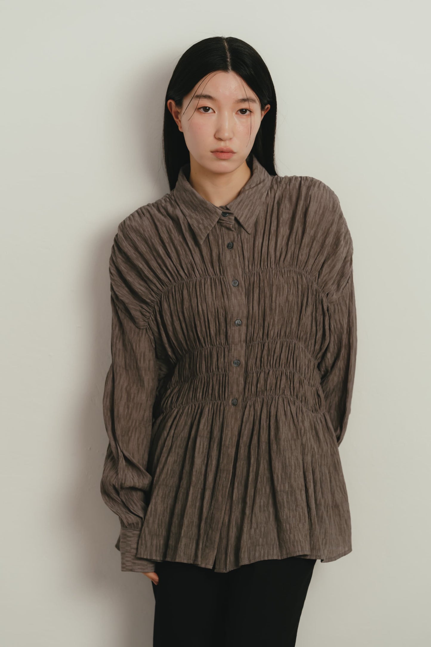 shirring flare blouse