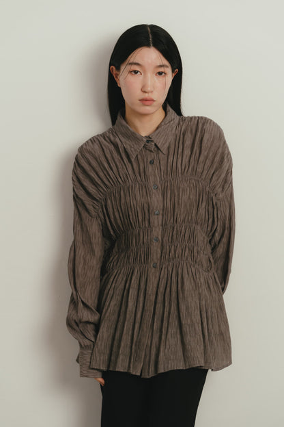 shirring flare blouse