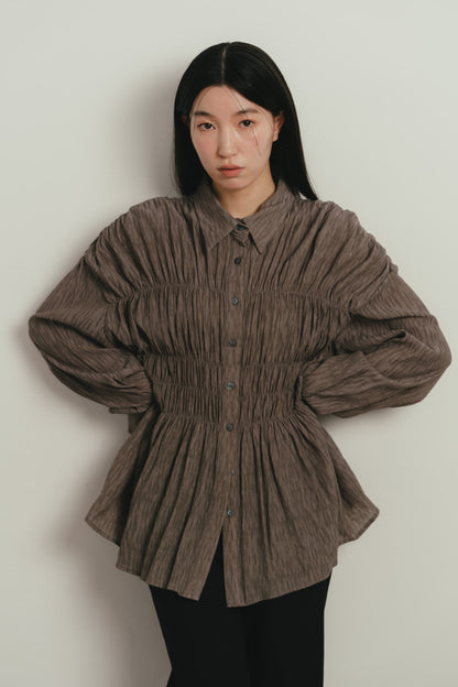 shirring flare blouse