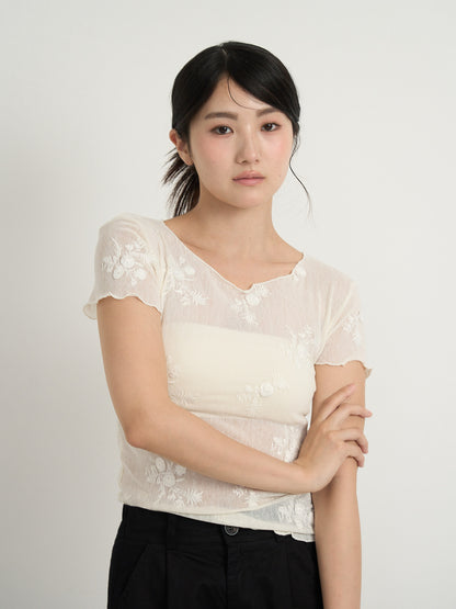 flower sheer tops
