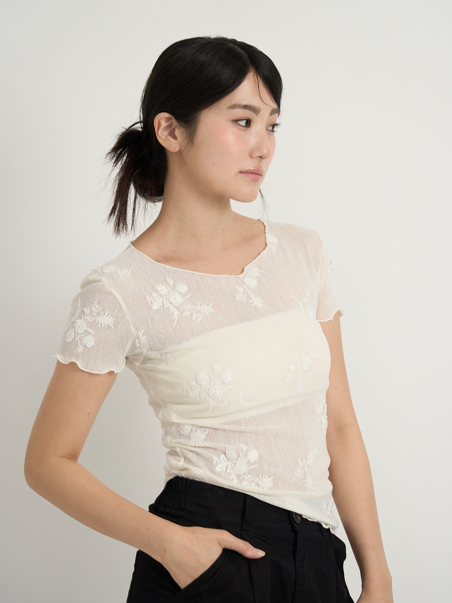flower sheer tops
