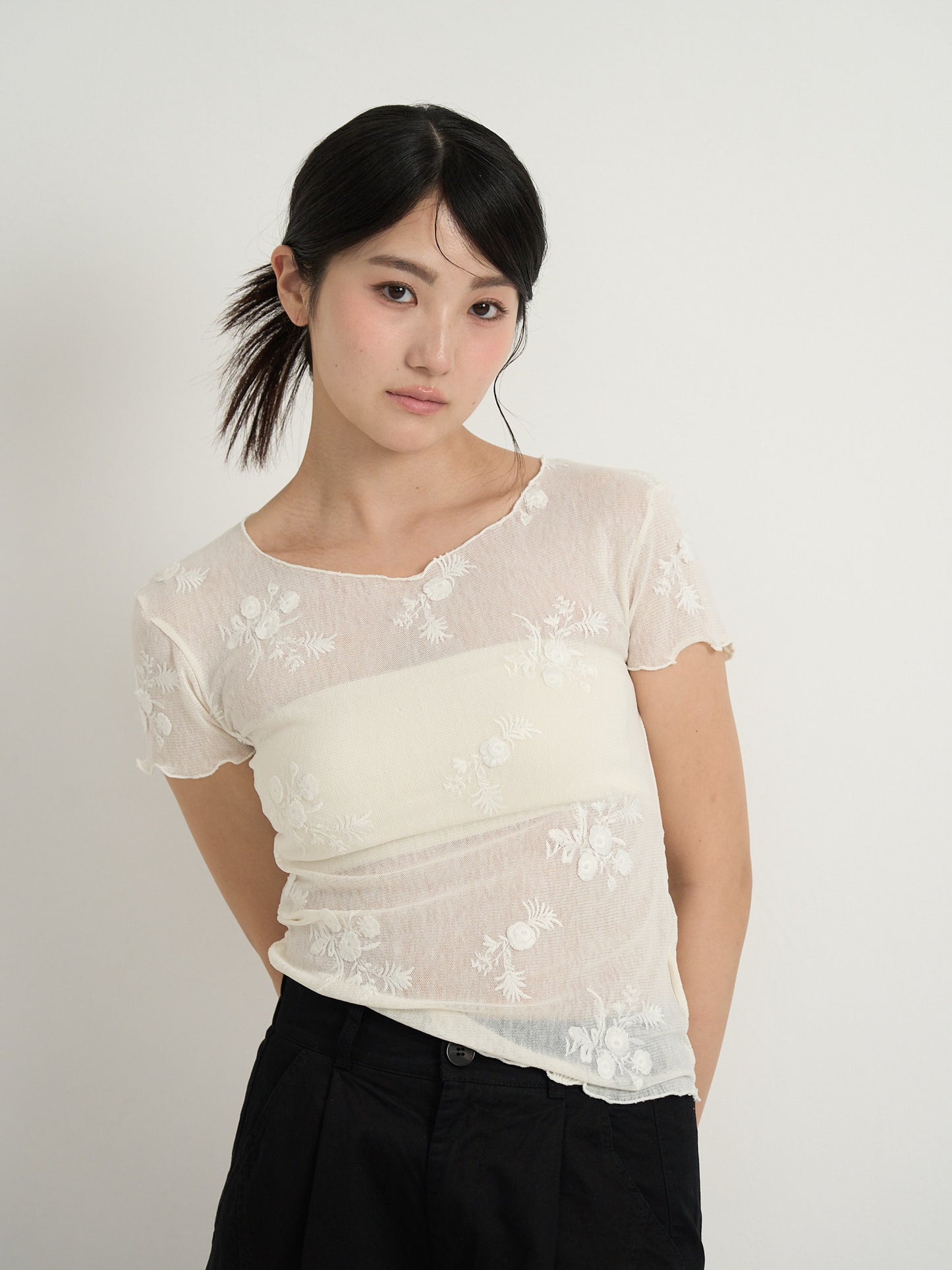 flower sheer tops