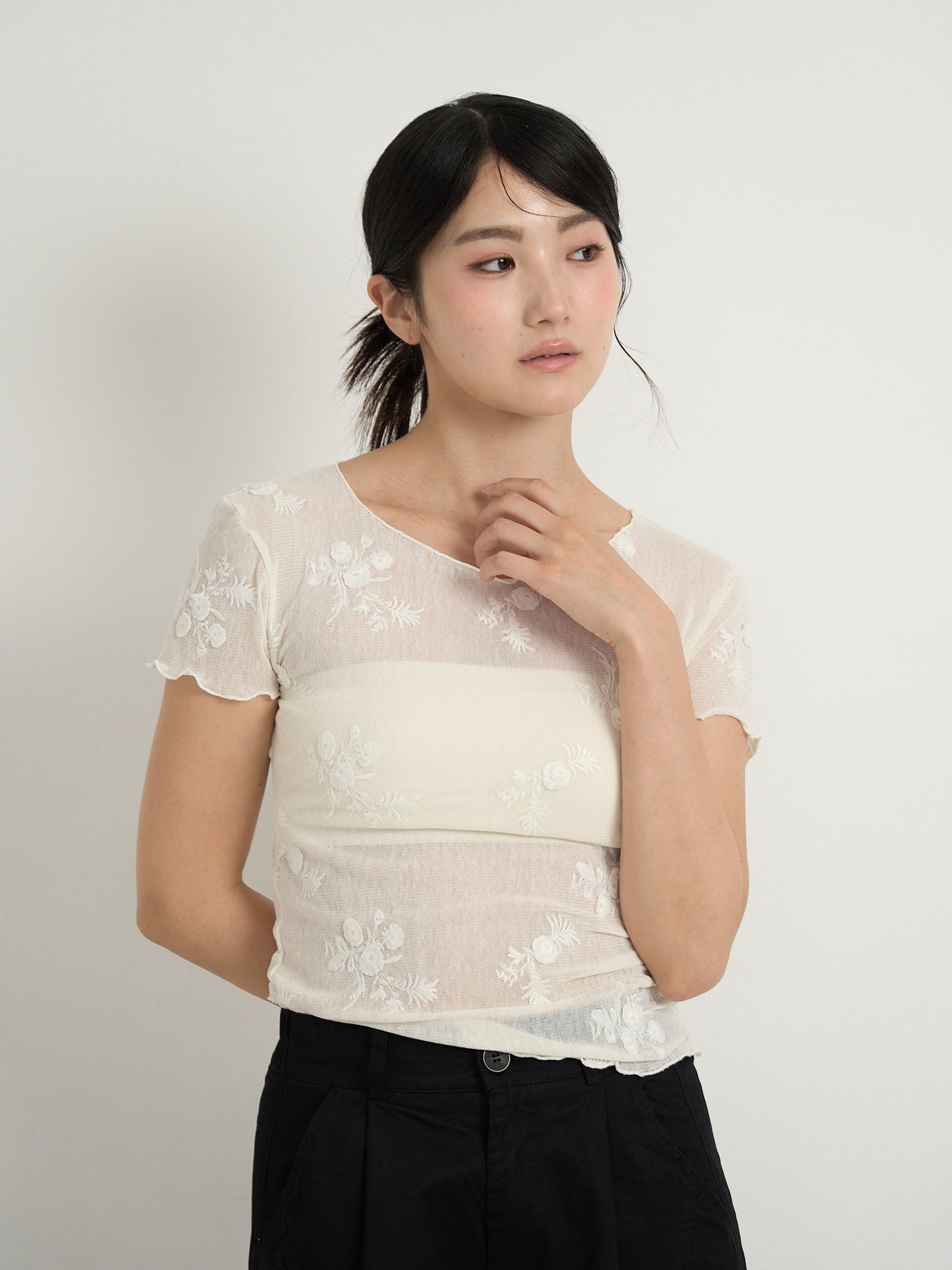 flower sheer tops