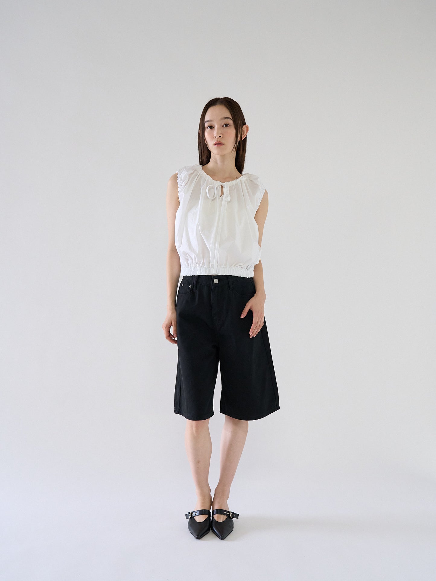 shirring sleeveless blouse