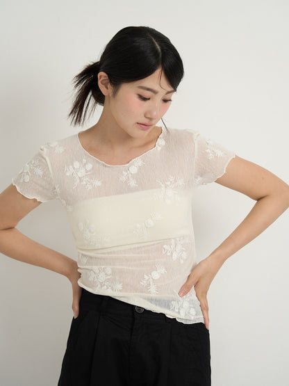 flower sheer tops