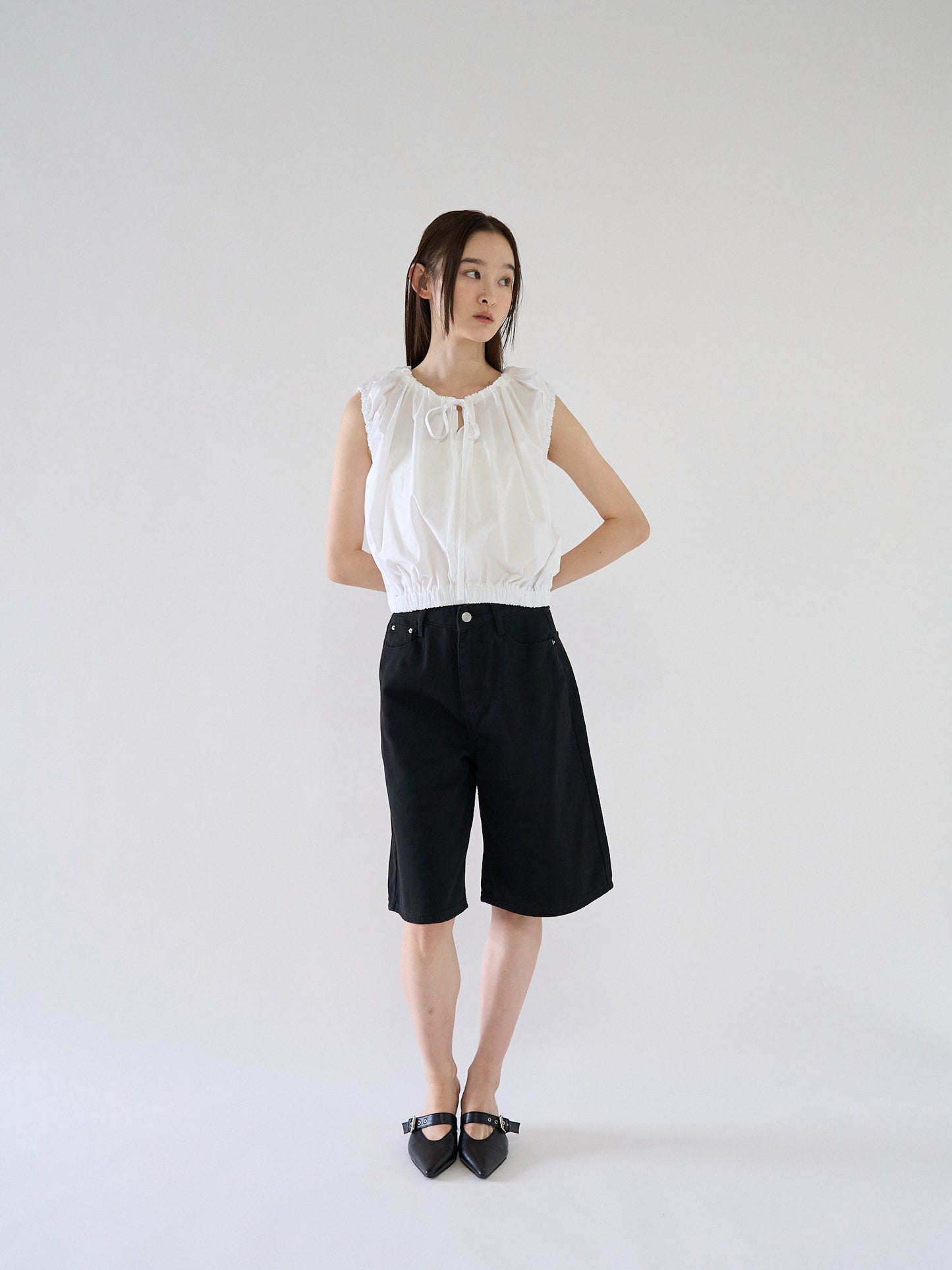 shirring sleeveless blouse
