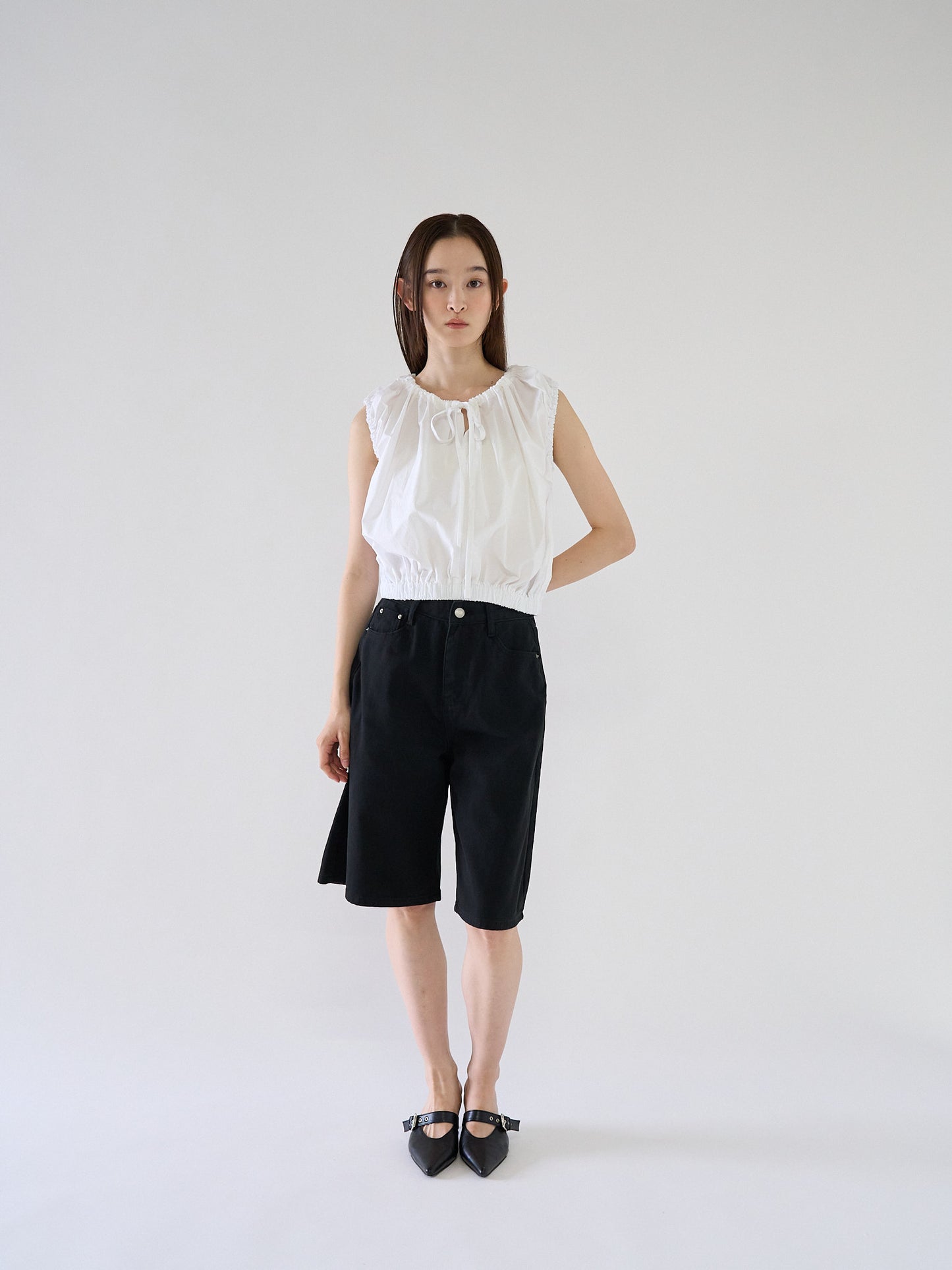 shirring sleeveless blouse