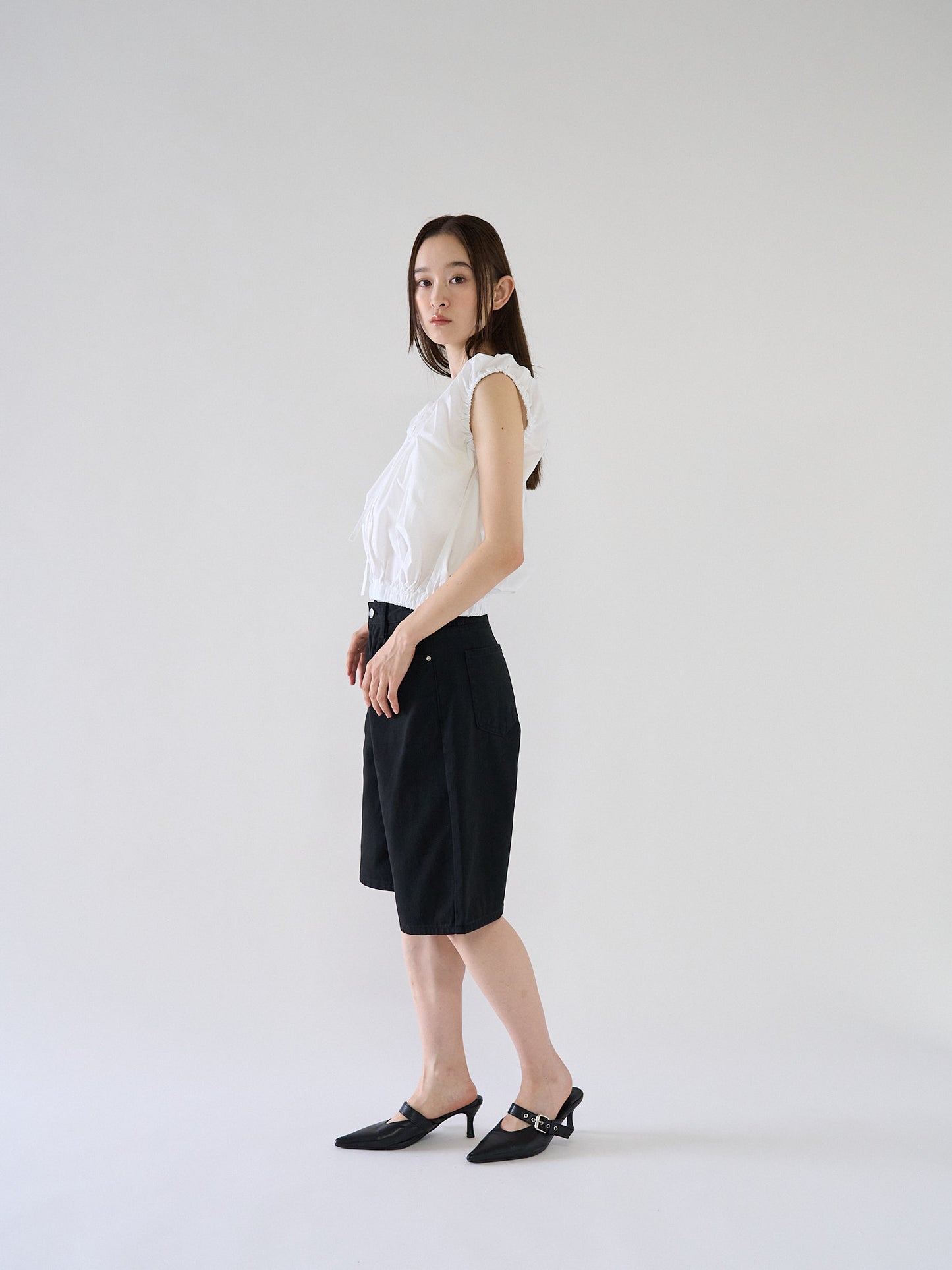 shirring sleeveless blouse