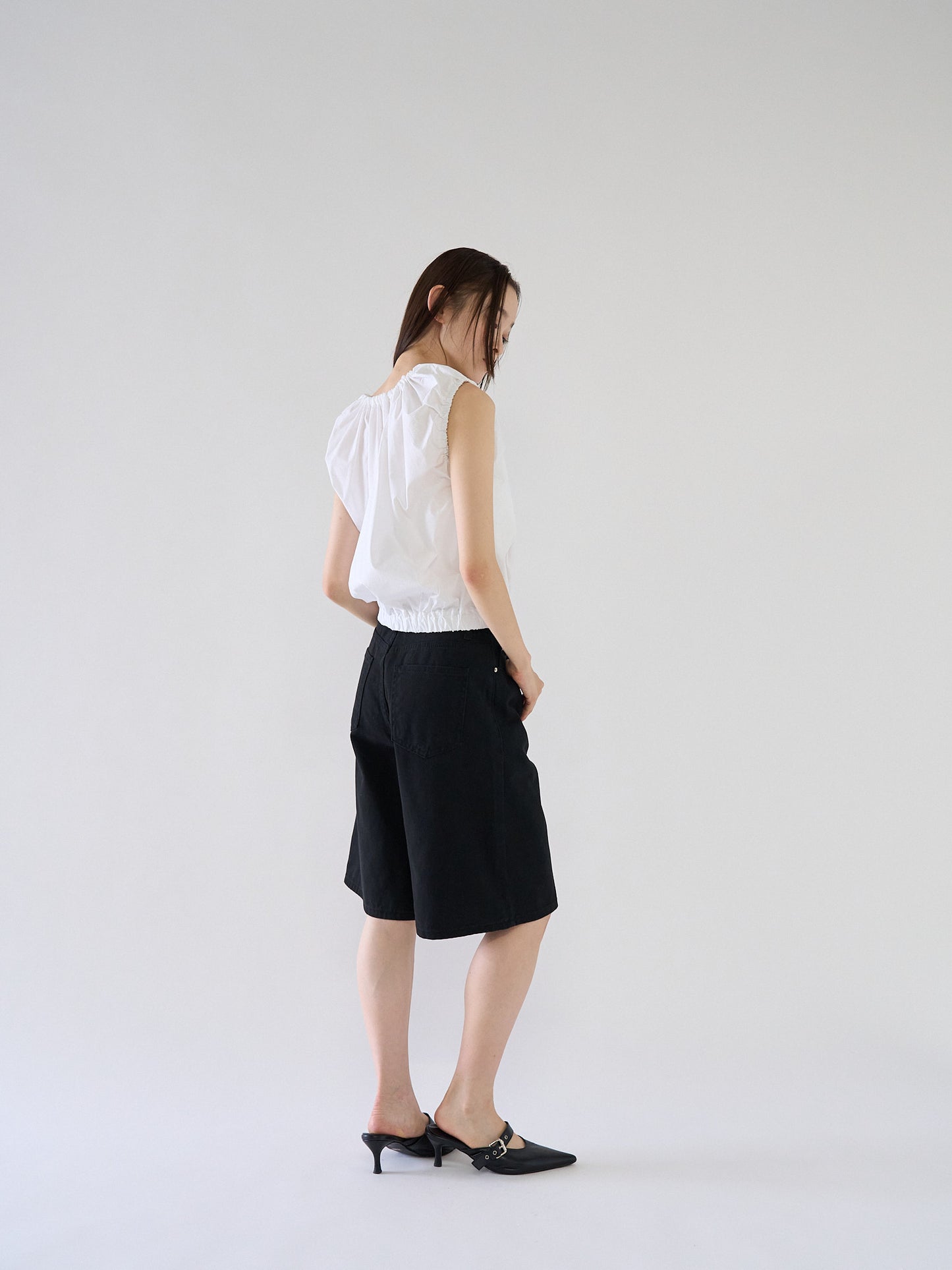 shirring sleeveless blouse