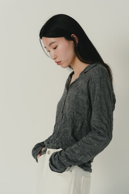 crinkle button shirt