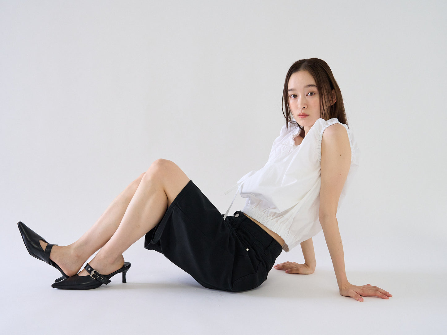 shirring sleeveless blouse