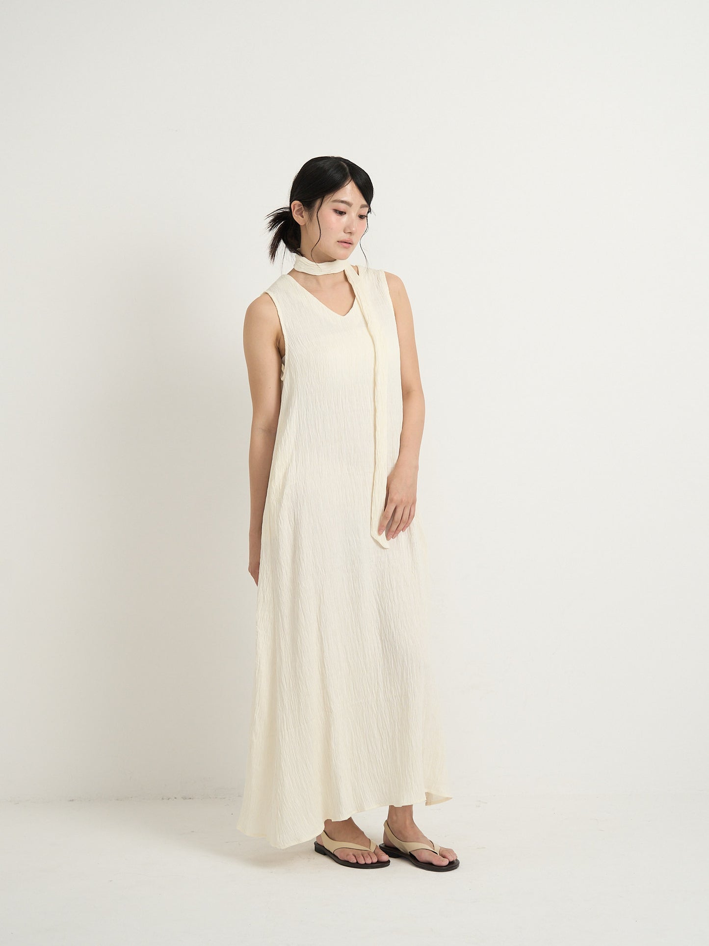 pleated long dress