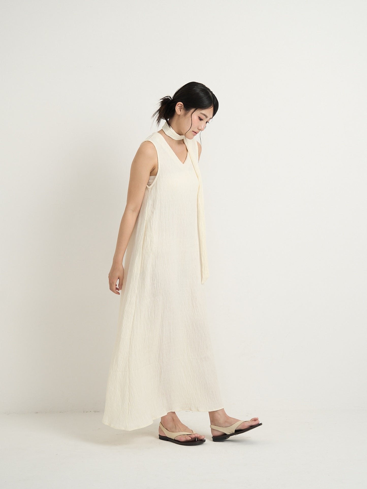 pleated long dress