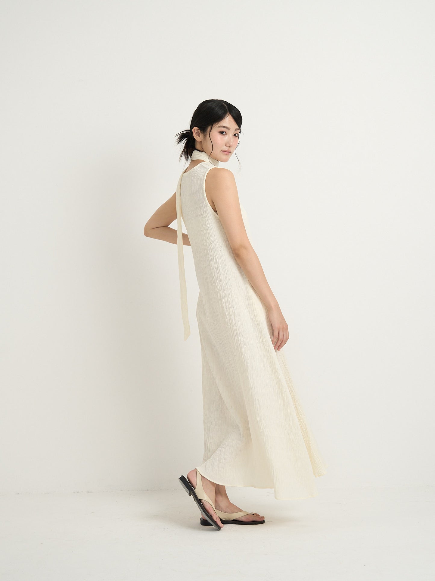 pleated long dress