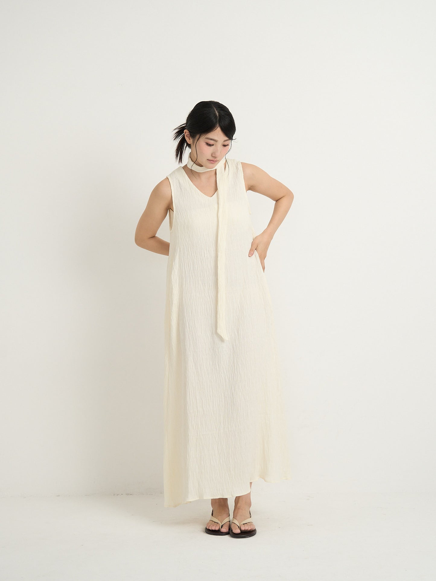 pleated long dress