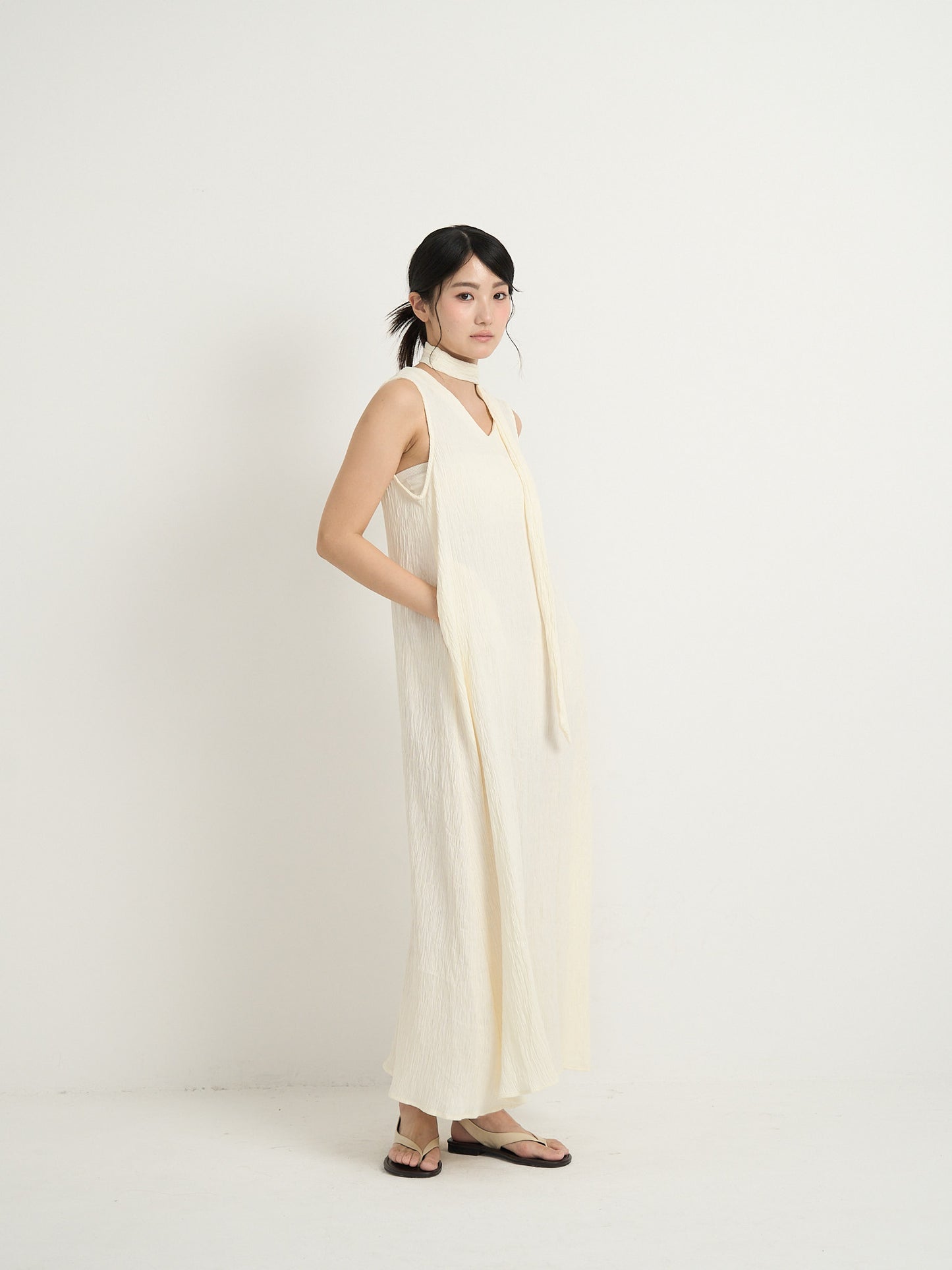 pleated long dress