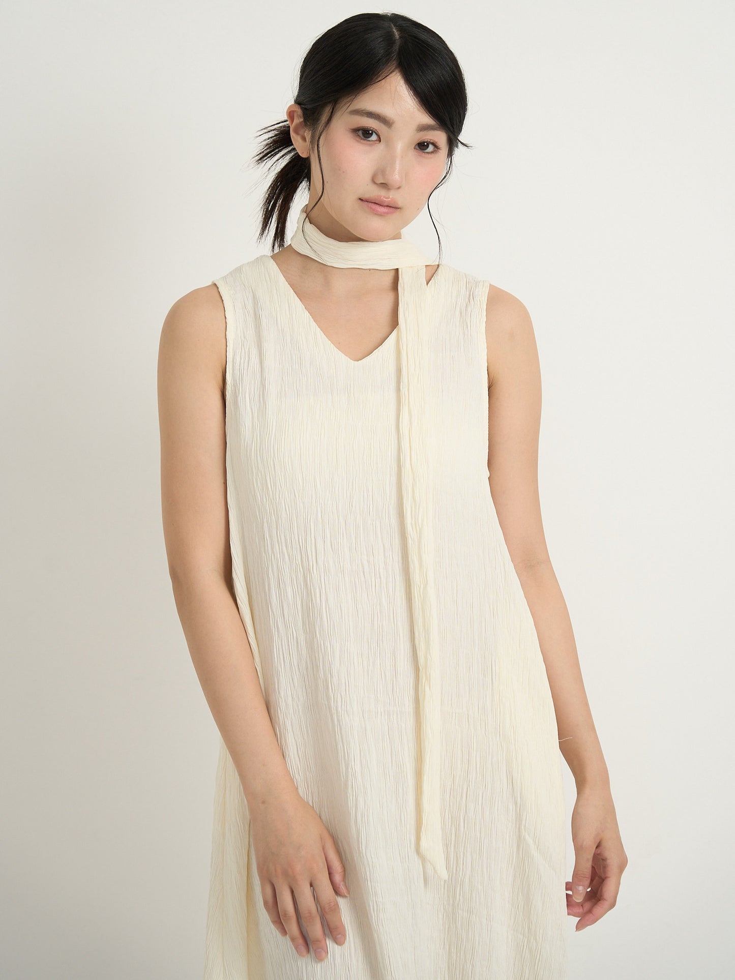 pleated long dress