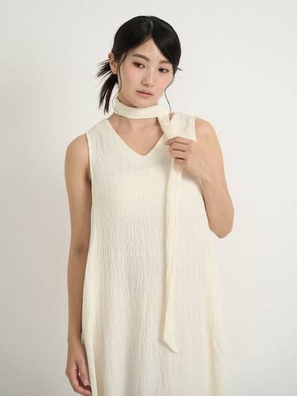 pleated long dress