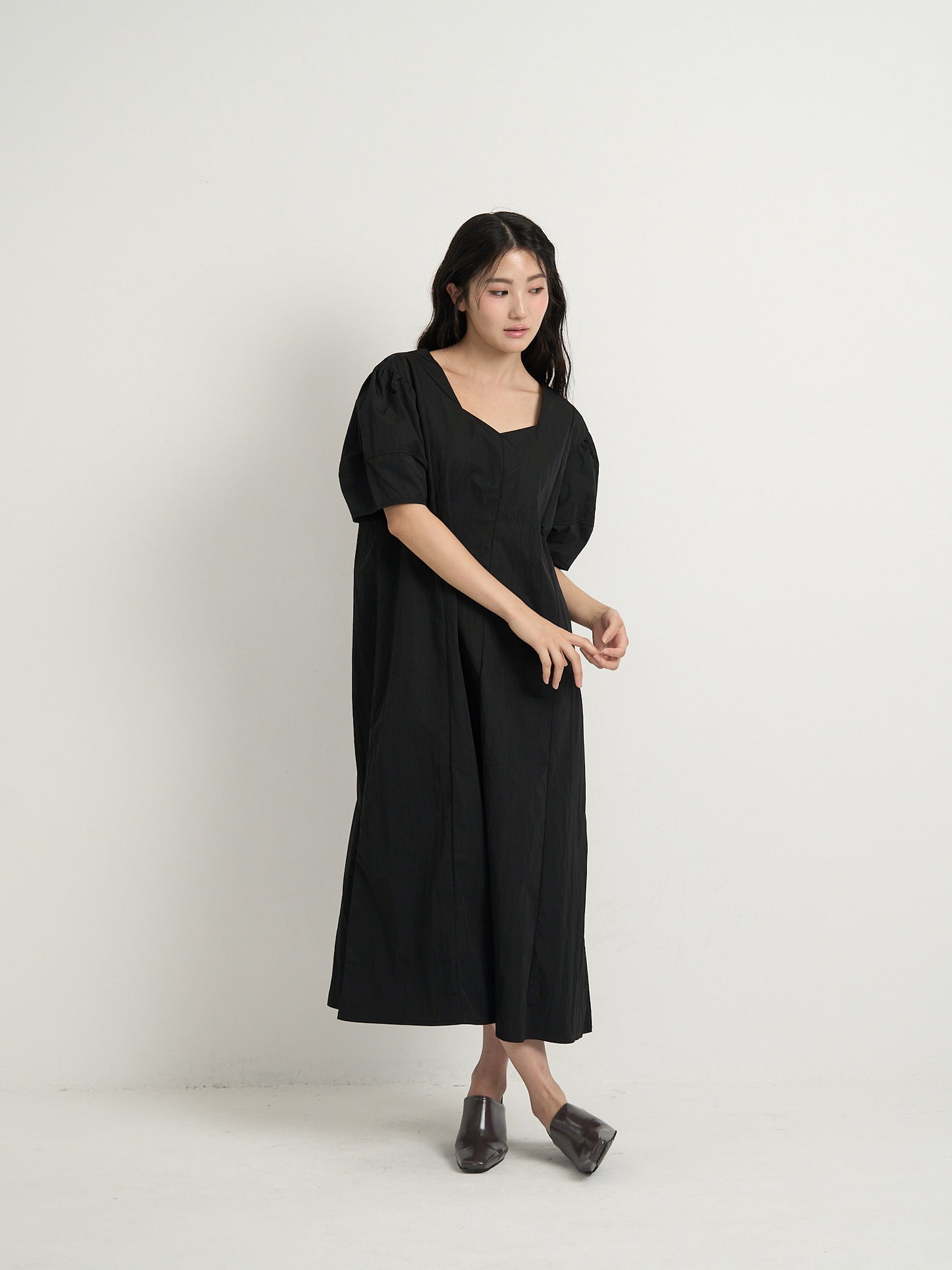 square neck puff dress