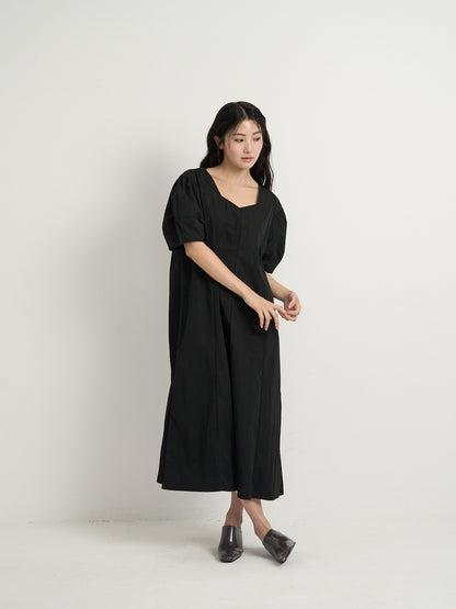 square neck puff dress