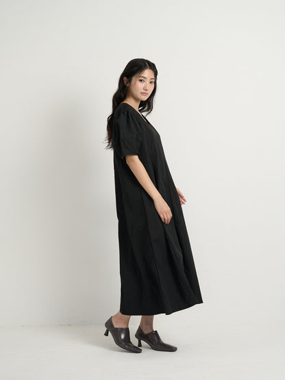 square neck puff dress
