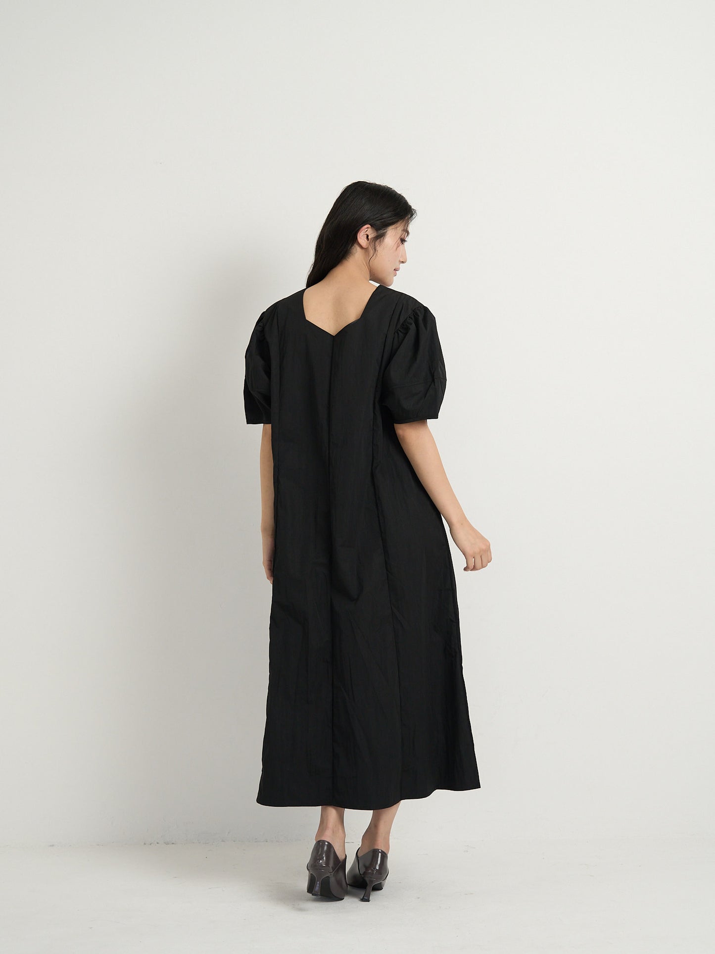 square neck puff dress